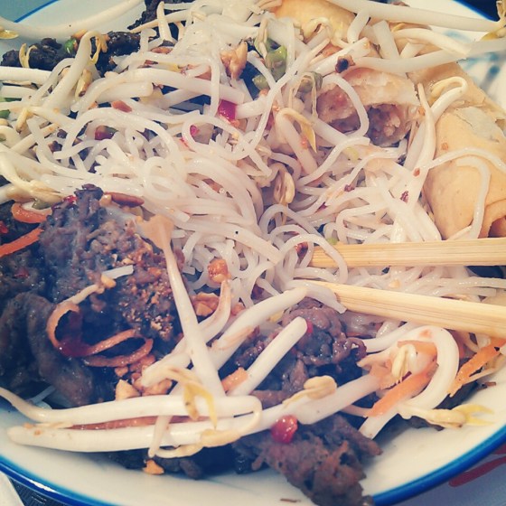 My vermicelli bowl from lunch. This is the only photo I took. I don't know why I didn't take more pictures that day...