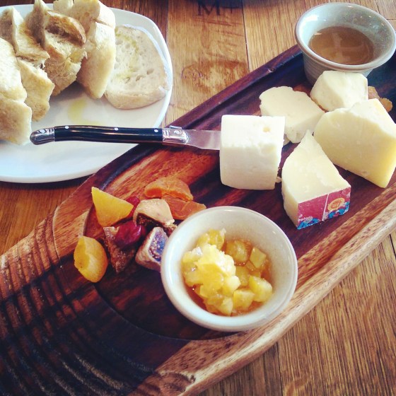 The assorted cheese board.