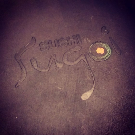 The cover of the Sushi Sugoi menu.