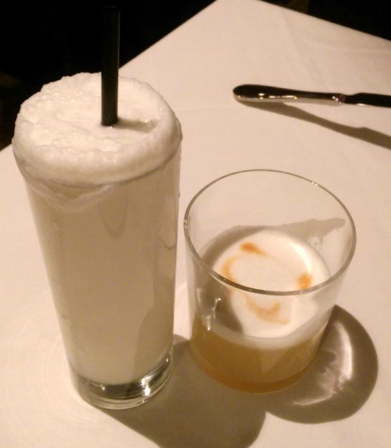 Ramos Gin Fizz and a Whiskey Sour