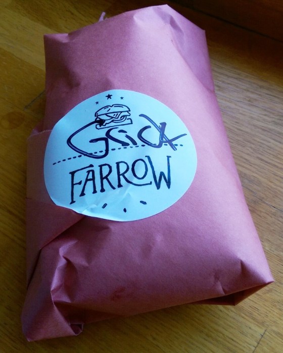 My wrapped Grick Middle sandwich from Farrow.